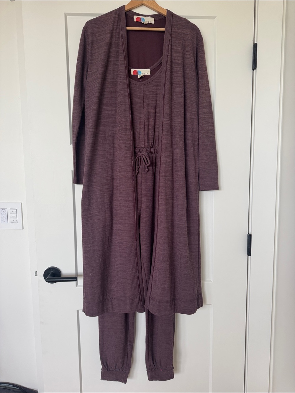 Free People Plum Knit Lounge Cardigan & Jumpsuit Set